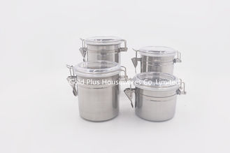 Китай 4pcs установило оптовую стальную круглую конфету олова чая 304#stainless может банка хранения еды с пластиковой крышкой поставщик