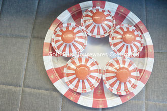 Китай Шары 6 частей &amp; набор подноса служа красные шары сервировки салата закуски круга установили с подносом нержавеющей стали поставщик