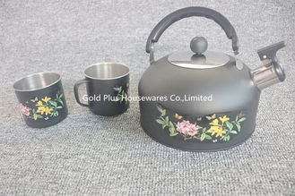 Китай Роскошный чайник чайника картины цветка с 2 нержавеющей стали воды чашками чайника кофе со свистком для коммерческого использования поставщик