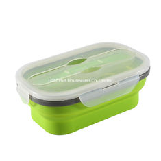 Китай Коробка для завтрака силикона зеленого цвета качества еды с коробкой для завтрака ложки и студента вилки складной взрослой для школы поставщик