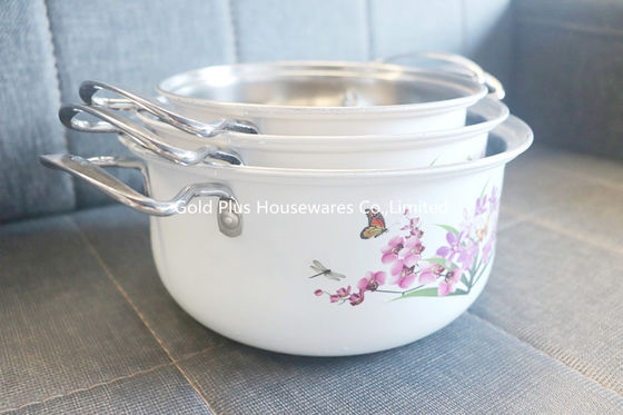 3pcs Китай сделало cookware ресторана кухни бака супа ручки двойника нержавеющей стали установленный лоток молока в белом цвете поставщик