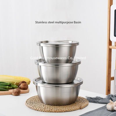 18-34cm Multi-size stainless steel bowl and basin polished metal steel steel big round pickle bowl with lid поставщик
